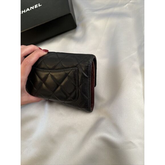 CHANEL Flap Wallet Quilted Black Silver Tone Hardware W/box - Picture 6 of 16